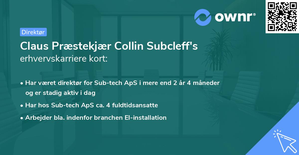 Claus Præstekjær Collin Subcleff's erhvervskarriere kort