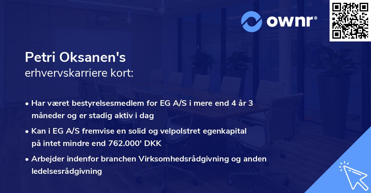 Petri Oksanen's erhvervskarriere kort