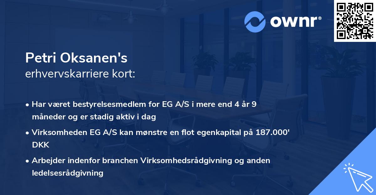 Petri Oksanen's erhvervskarriere kort