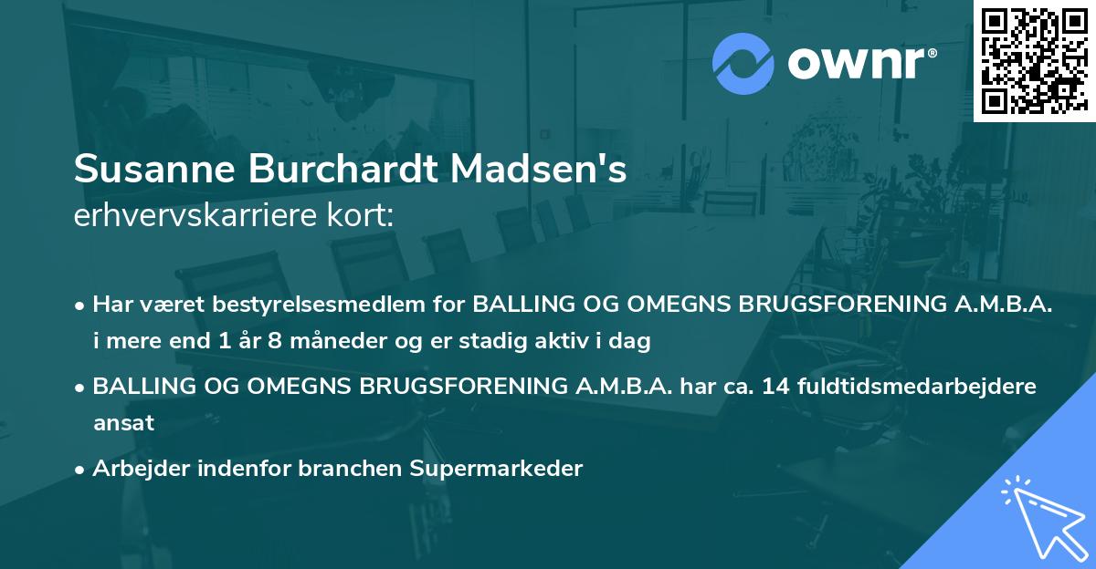 Susanne Burchardt Madsen's erhvervskarriere kort