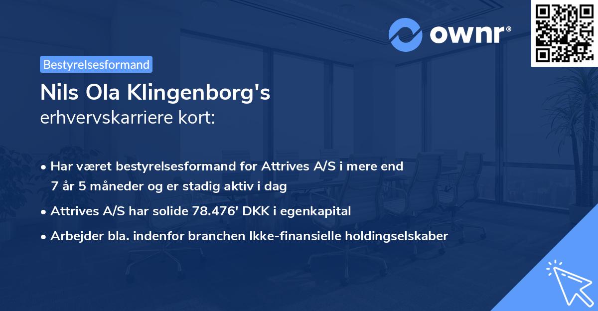 Nils Ola Klingenborg's erhvervskarriere kort