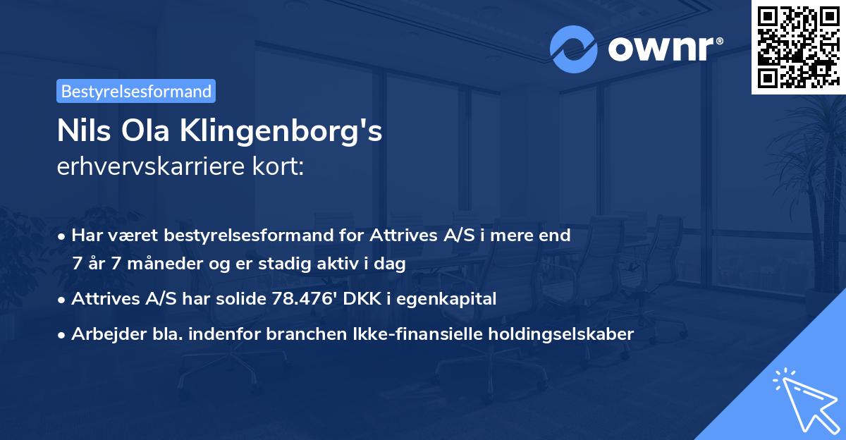 Nils Ola Klingenborg's erhvervskarriere kort