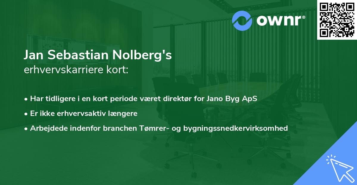Jan Sebastian Nolberg's erhvervskarriere kort