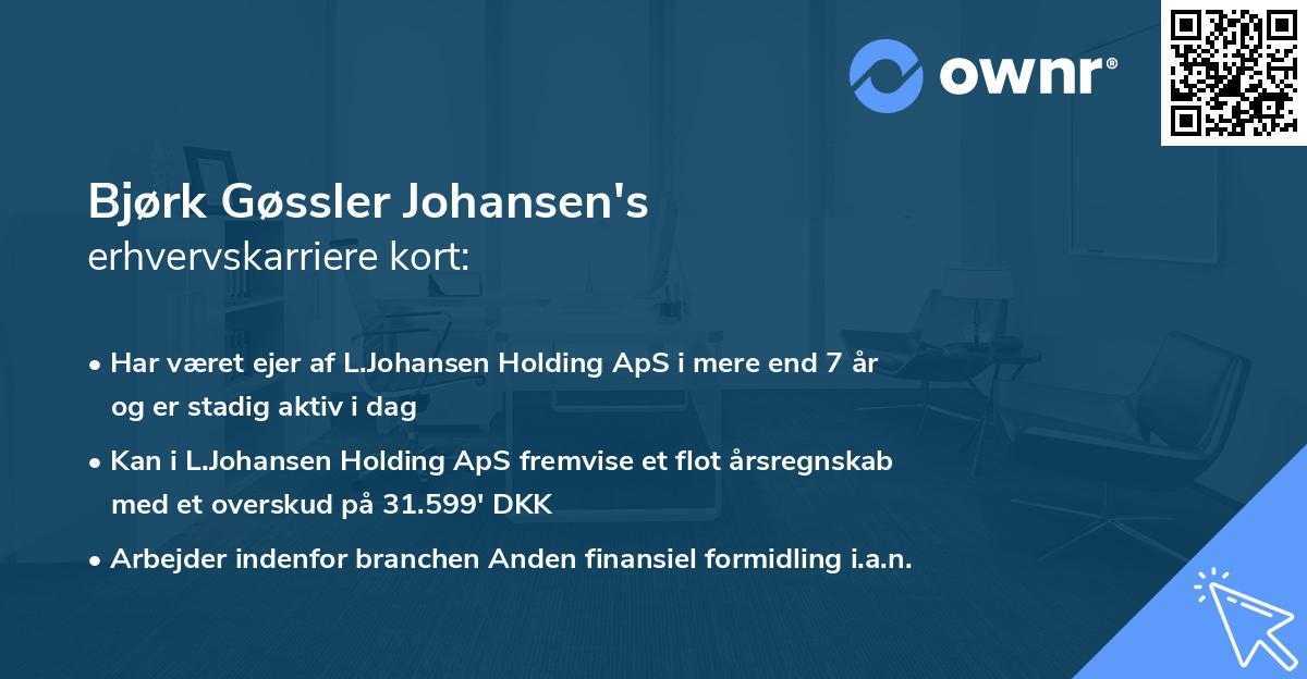 Bjørk Gøssler Johansen's erhvervskarriere kort