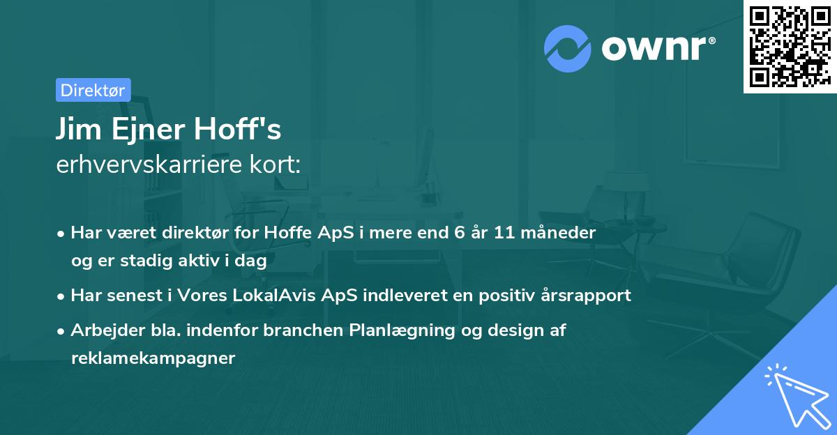 Jim Ejner Hoff's erhvervskarriere kort