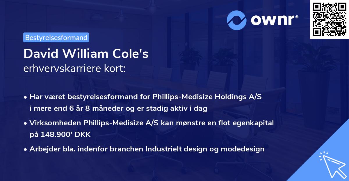 David William Cole's erhvervskarriere kort