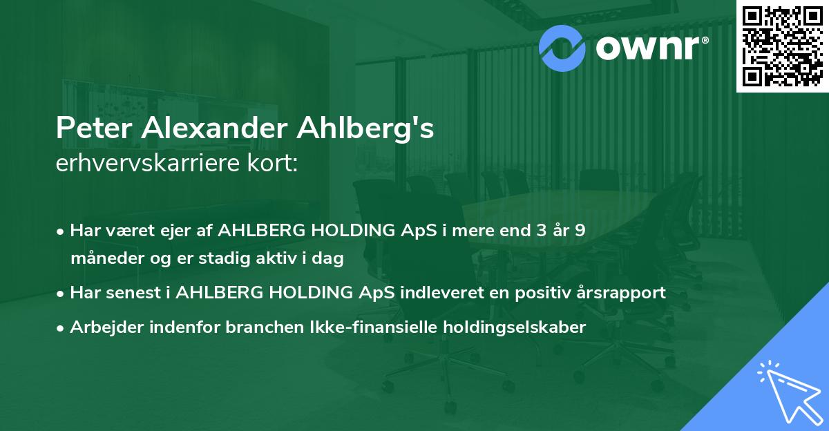 Peter Alexander Ahlberg's erhvervskarriere kort