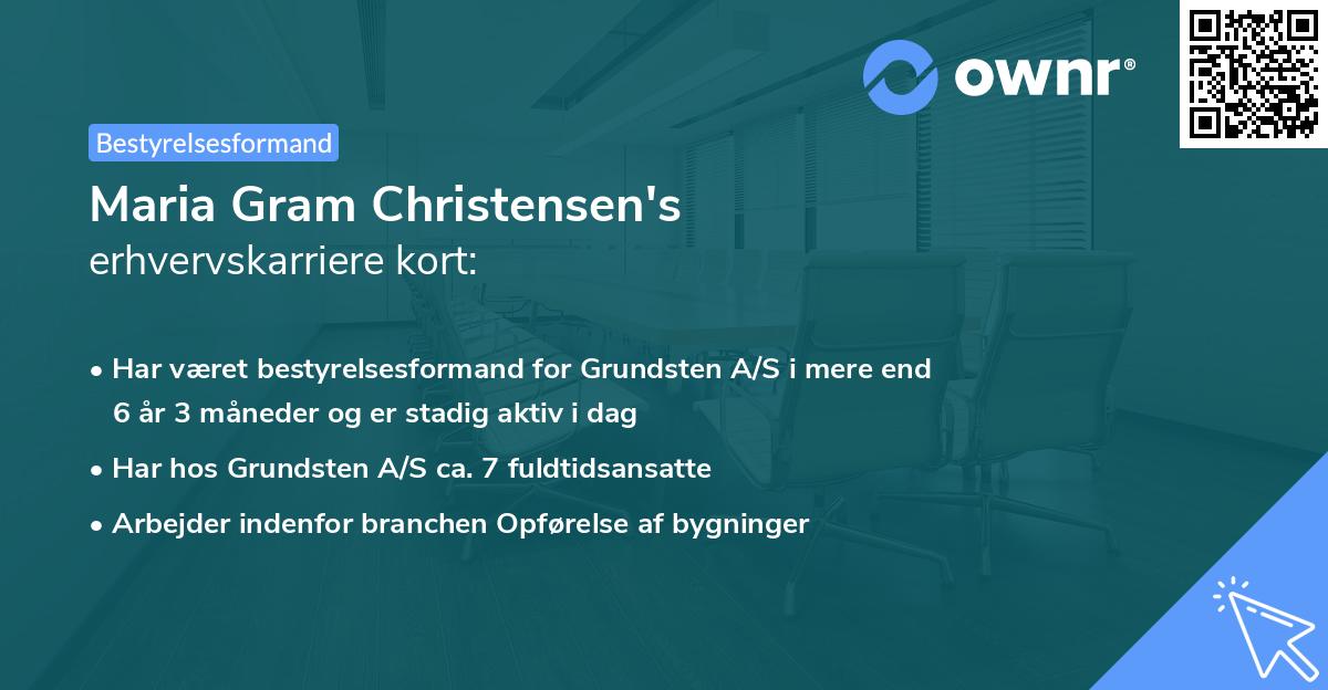 Maria Gram Christensen's erhvervskarriere kort