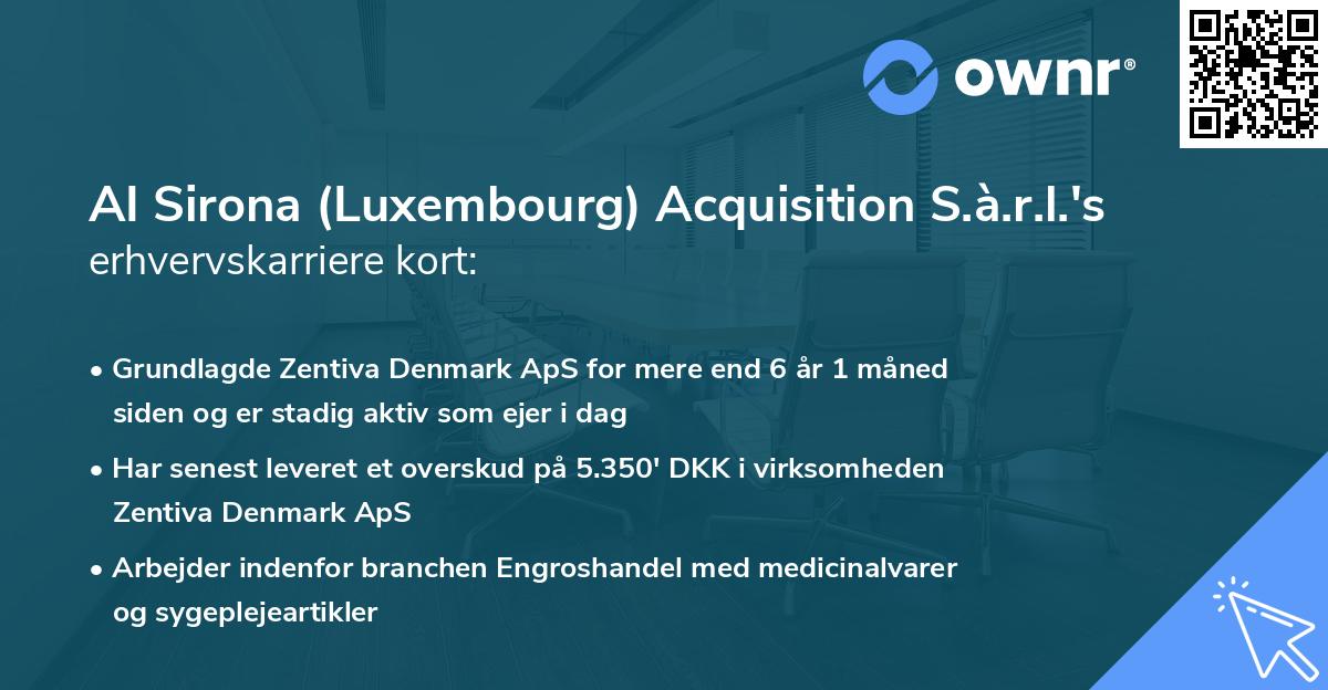 AI Sirona (Luxembourg) Acquisition S.à.r.l.'s erhvervskarriere kort