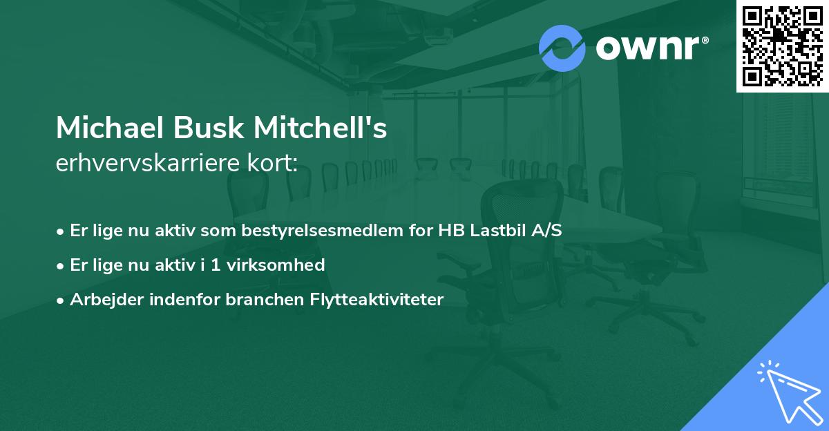 Michael Busk Mitchell's erhvervskarriere kort
