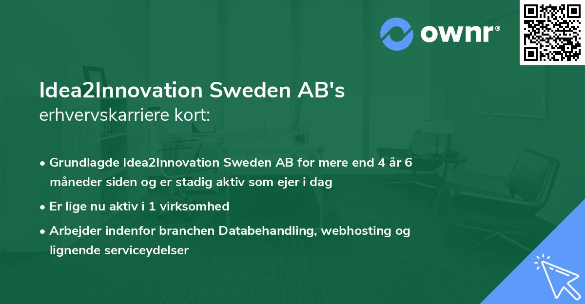 Idea2Innovation Sweden AB's erhvervskarriere kort