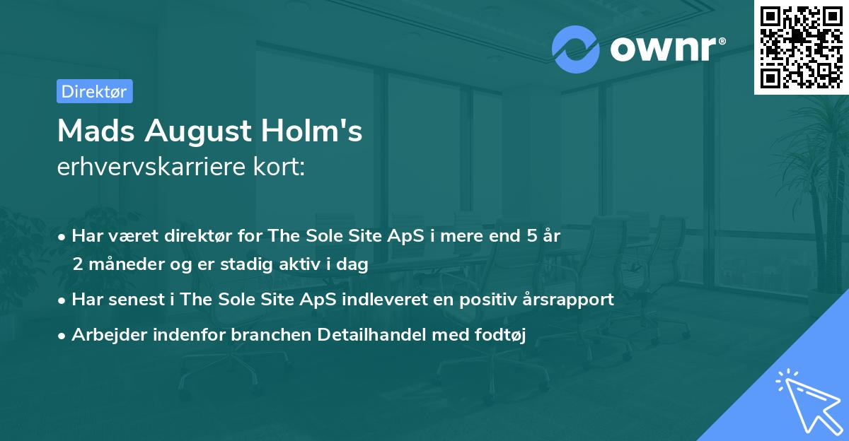 Mads August Holm's erhvervskarriere kort