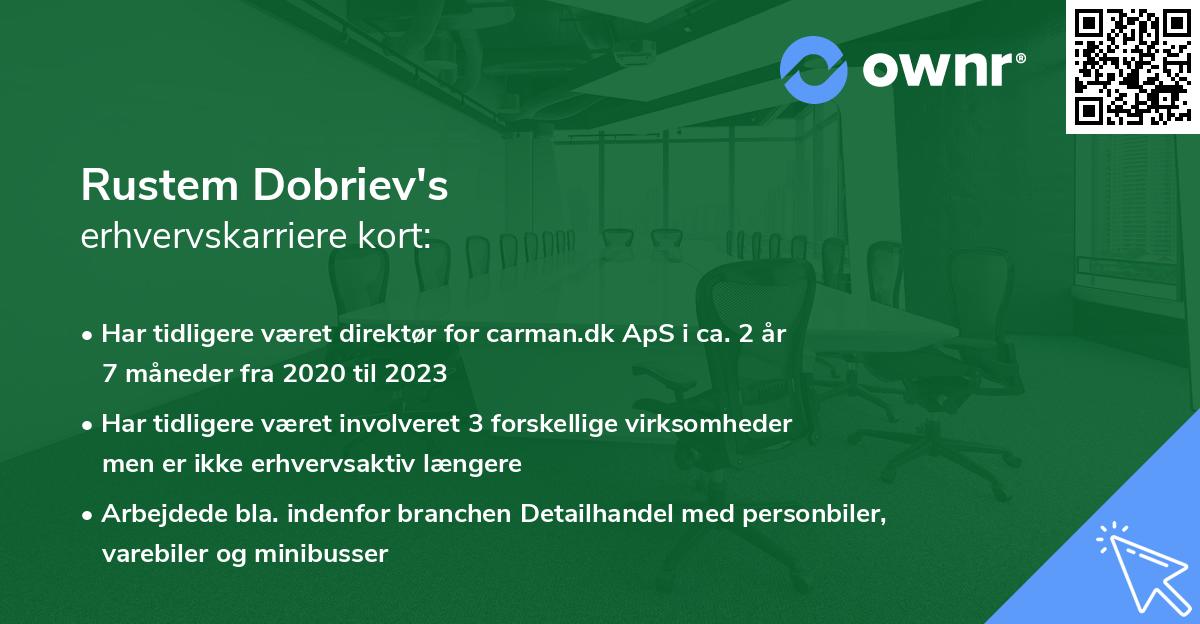 Rustem Dobriev's erhvervskarriere kort