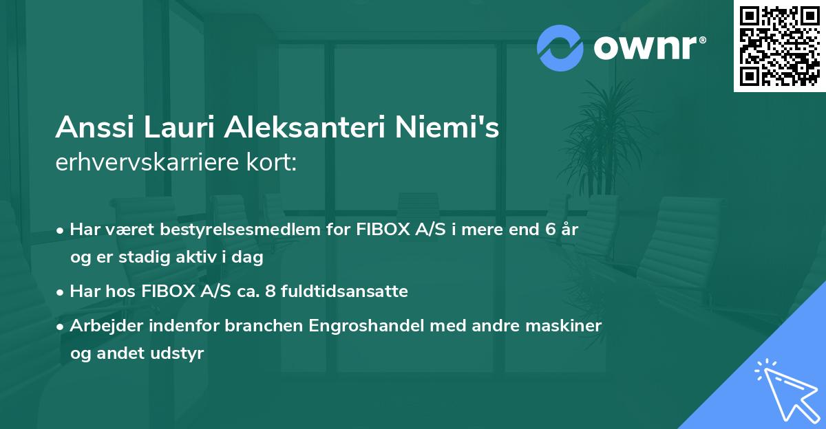 Anssi Lauri Aleksanteri Niemi's erhvervskarriere kort