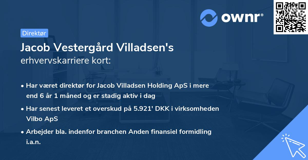 Jacob Vestergård Villadsen's erhvervskarriere kort