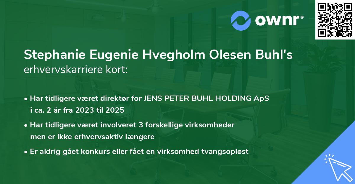 Stephanie Eugenie Hvegholm Olesen Buhl's erhvervskarriere kort