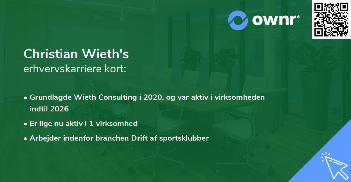 Christian Wieth's erhvervskarriere kort