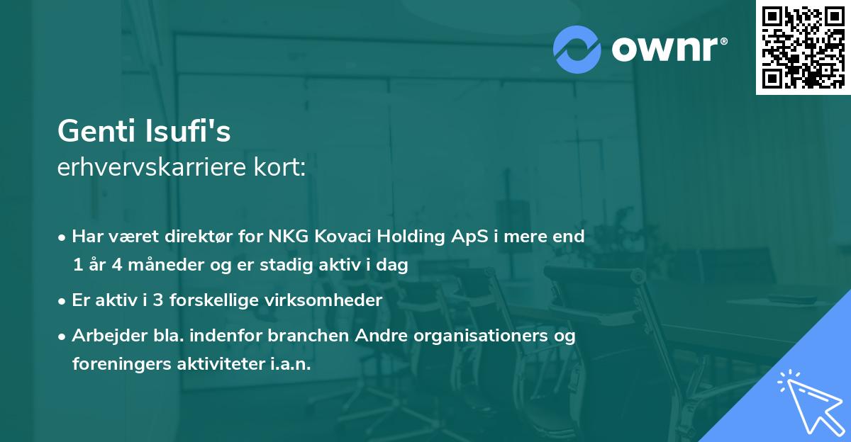 Genti Isufi's erhvervskarriere kort