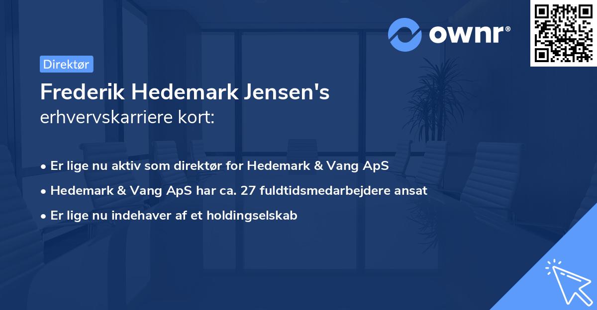 Frederik Hedemark Jensen's erhvervskarriere kort