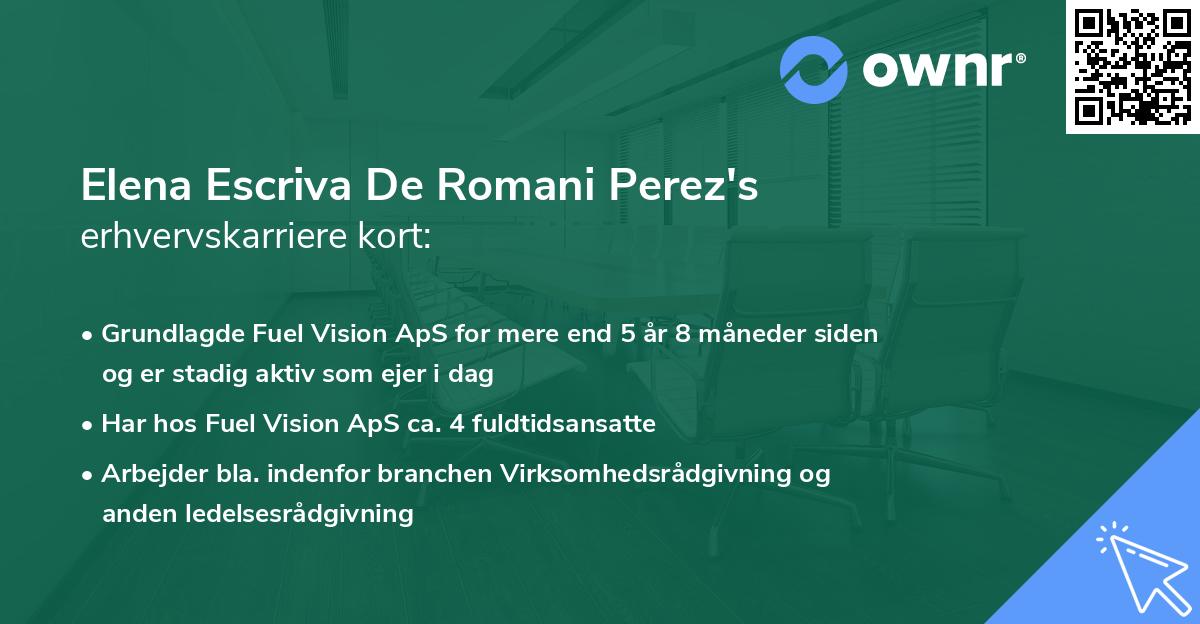 Elena Escriva De Romani Perez's erhvervskarriere kort