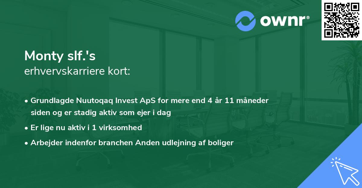 Monty slf.'s erhvervskarriere kort