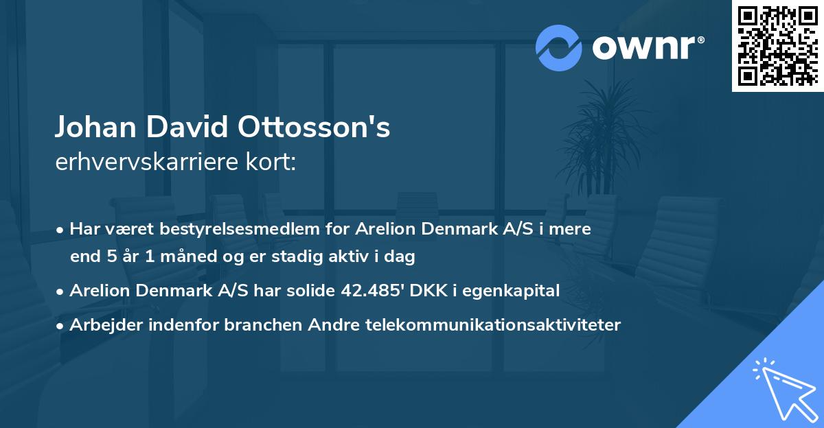 Johan David Ottosson's erhvervskarriere kort