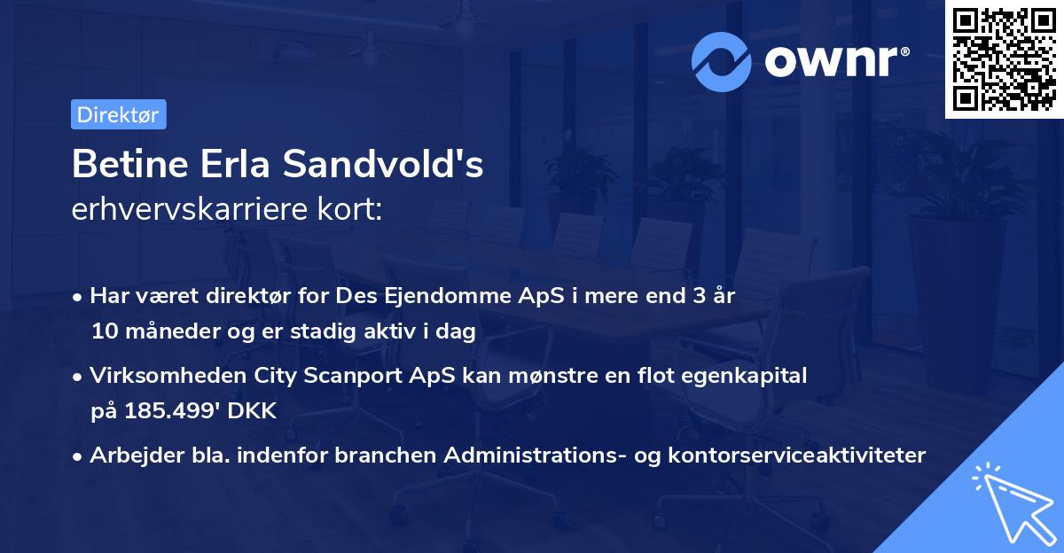 Betine Erla Sandvold's erhvervskarriere kort