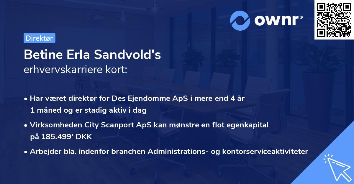 Betine Erla Sandvold's erhvervskarriere kort