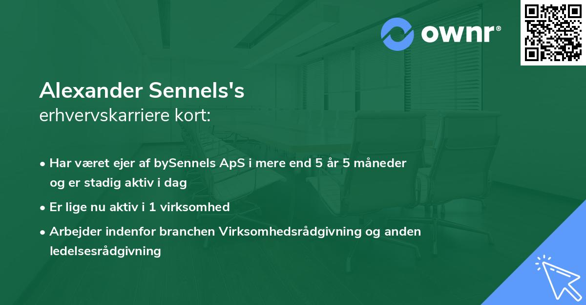 Alexander Sennels's erhvervskarriere kort