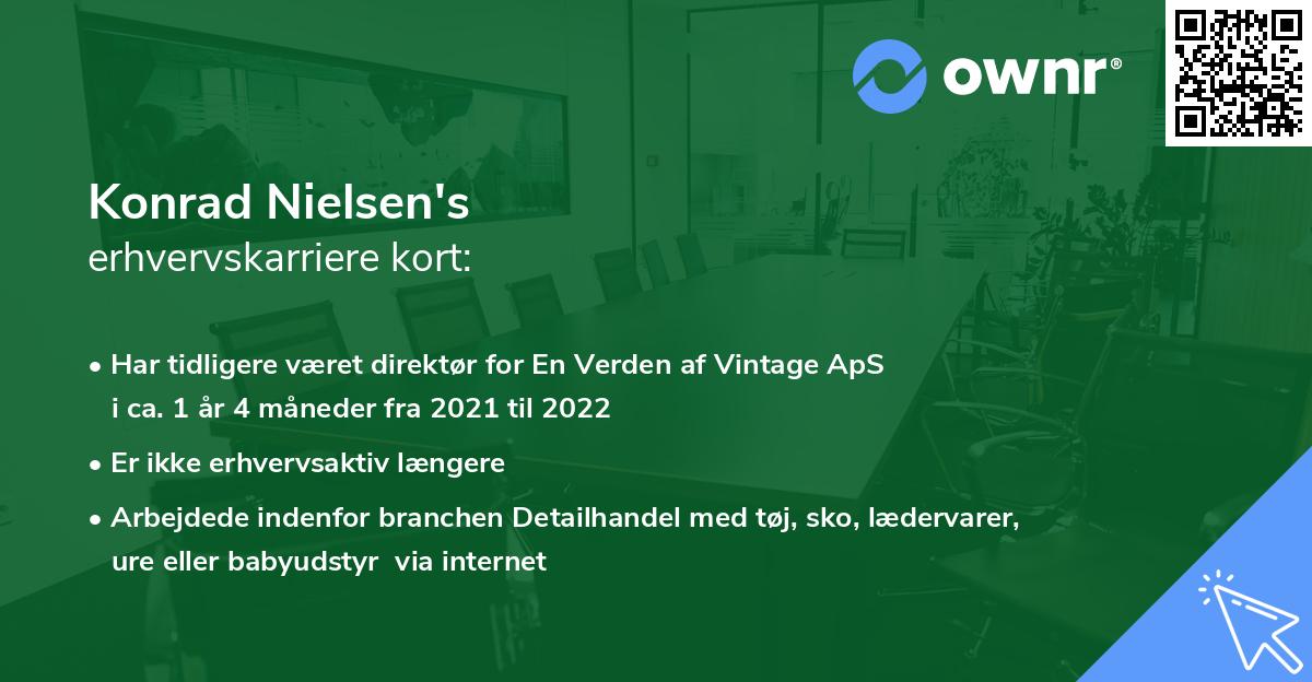 Konrad Nielsen's erhvervskarriere kort