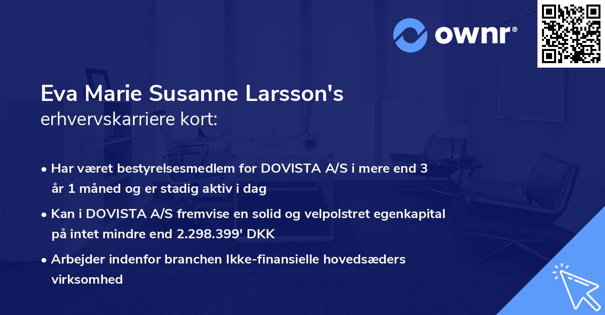 Eva Marie Susanne Larsson's erhvervskarriere kort
