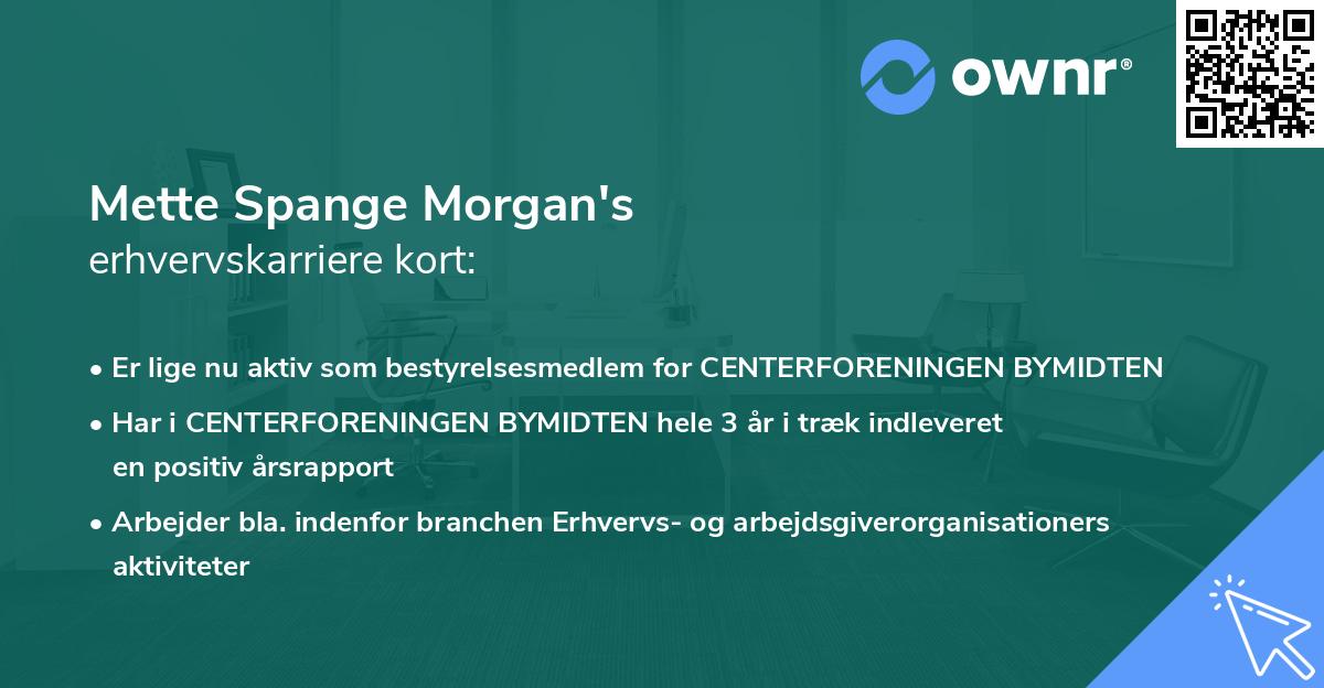 Mette Spange Morgan's erhvervskarriere kort