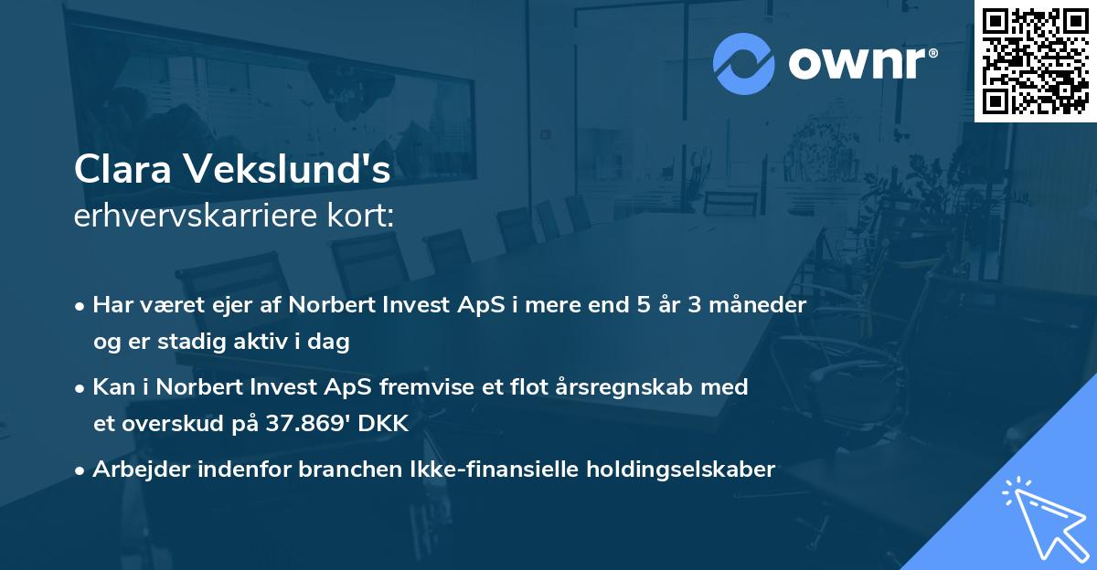 Clara Vekslund's erhvervskarriere kort