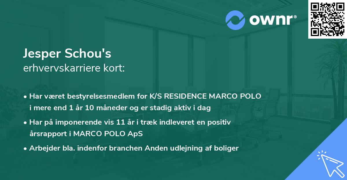 Jesper Schou's erhvervskarriere kort