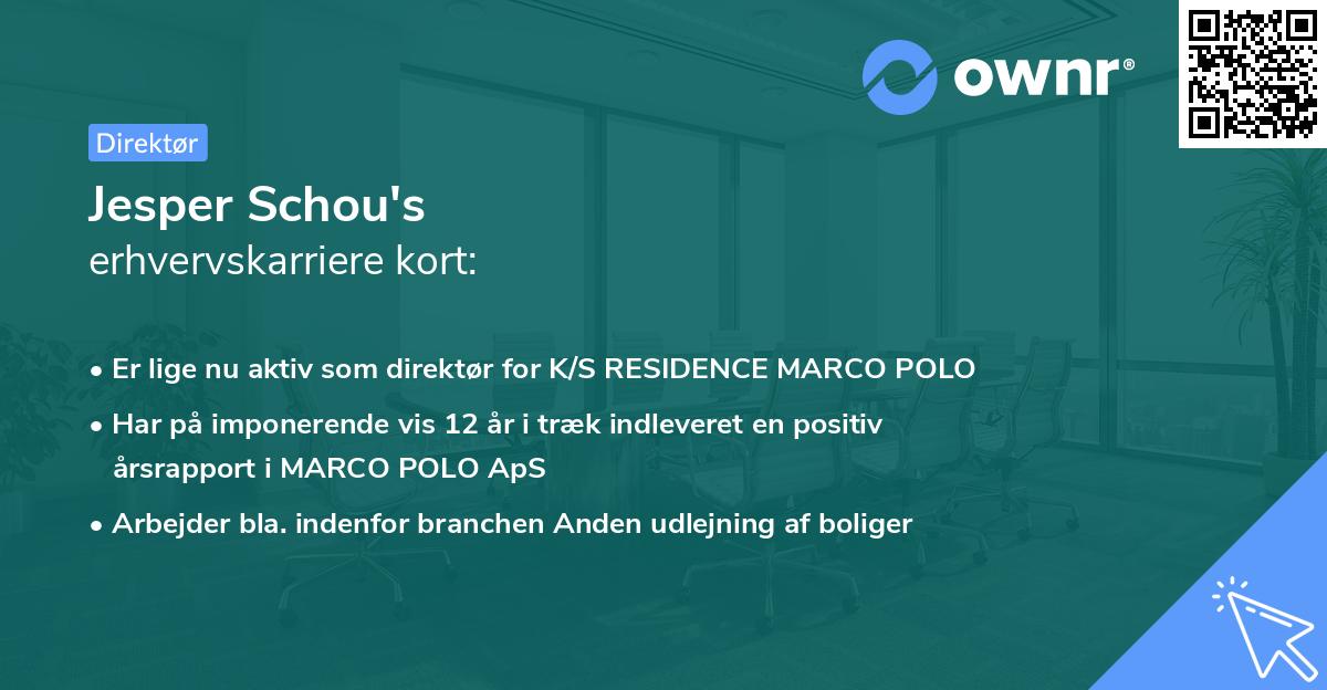 Jesper Schou's erhvervskarriere kort