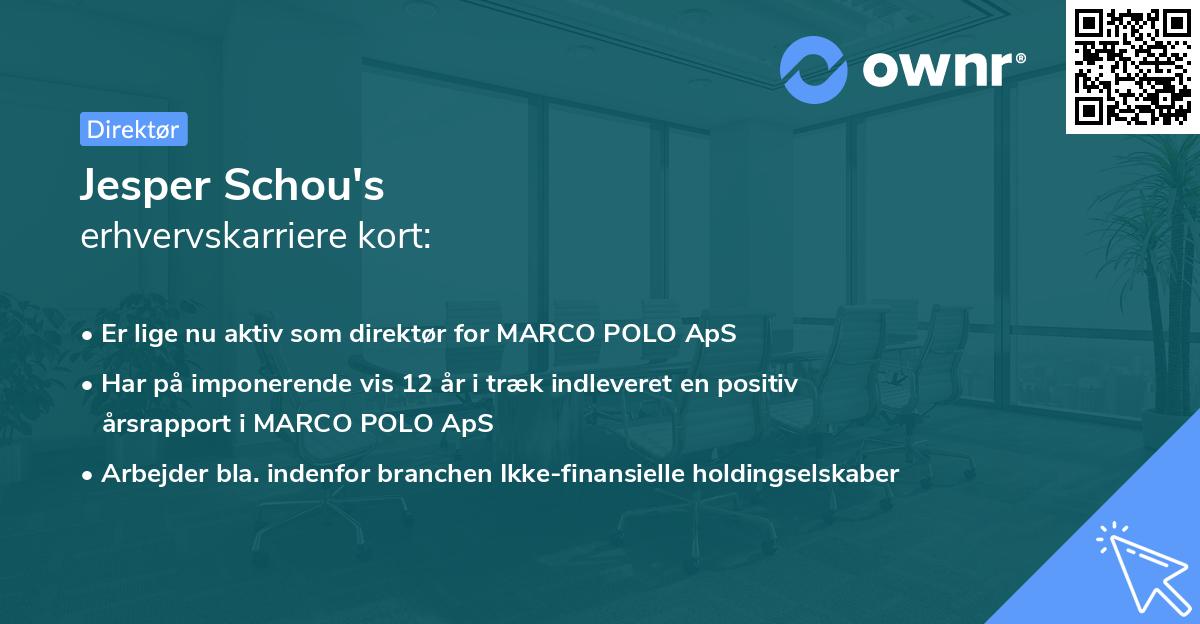 Jesper Schou's erhvervskarriere kort