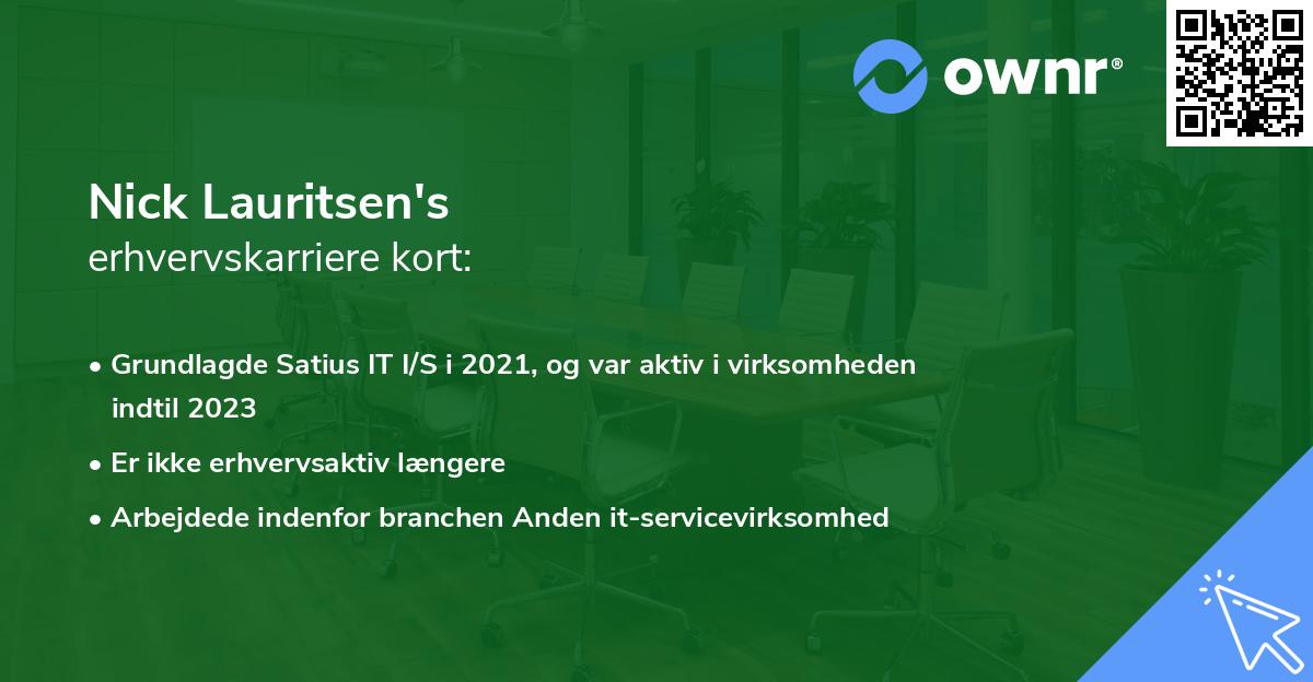 Nick Lauritsen's erhvervskarriere kort
