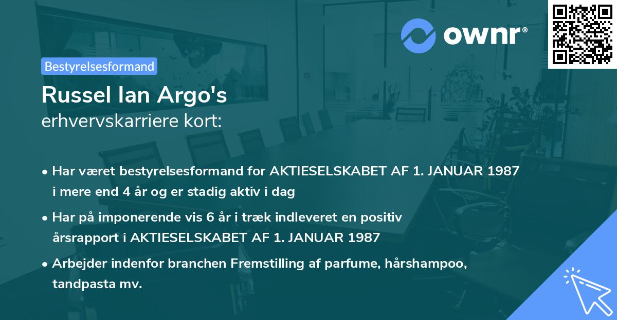Russel Ian Argo's erhvervskarriere kort