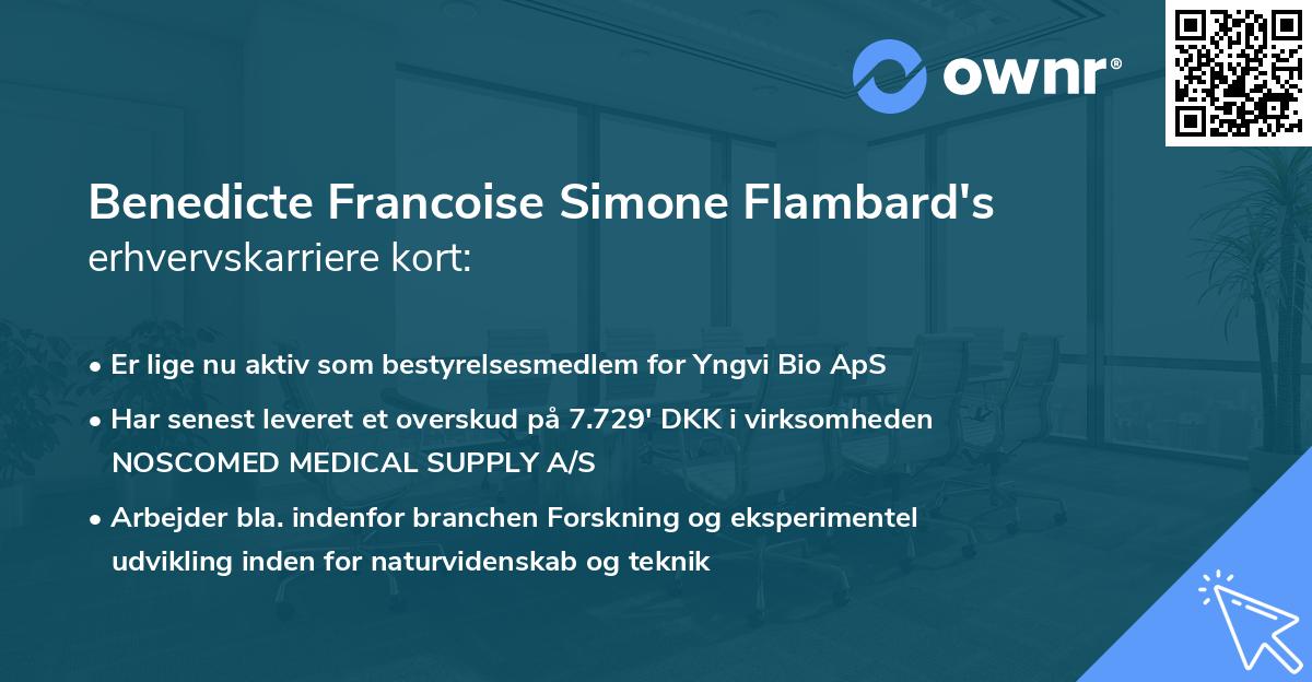 Benedicte Francoise Simone Flambard's erhvervskarriere kort
