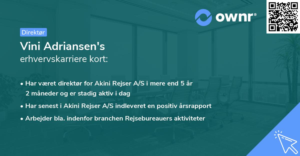 Vini Adriansen's erhvervskarriere kort