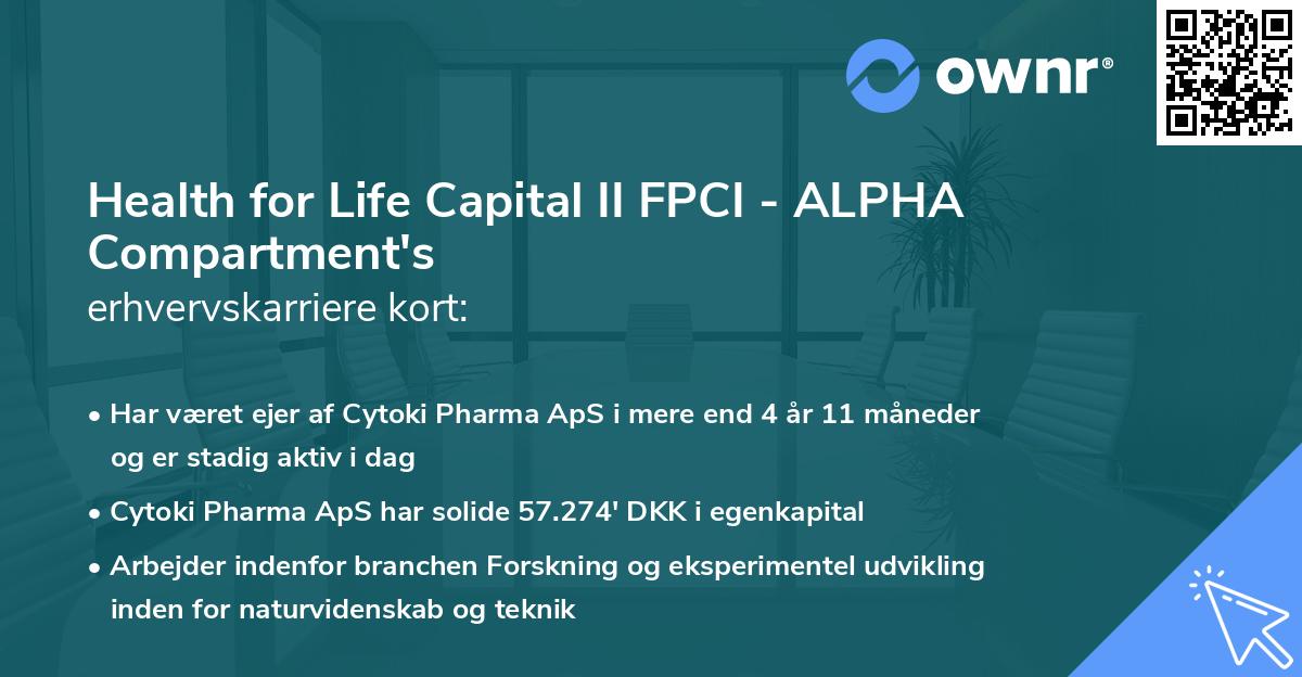 Health for Life Capital II FPCI - ALPHA Compartment's erhvervskarriere kort