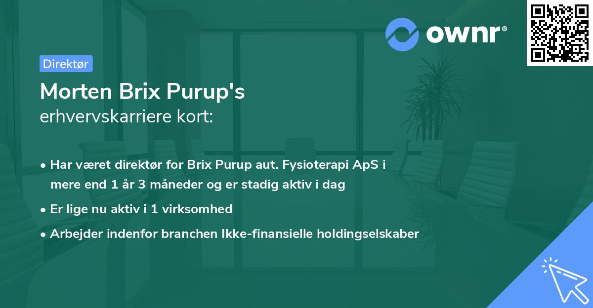 Morten Brix Purup's erhvervskarriere kort