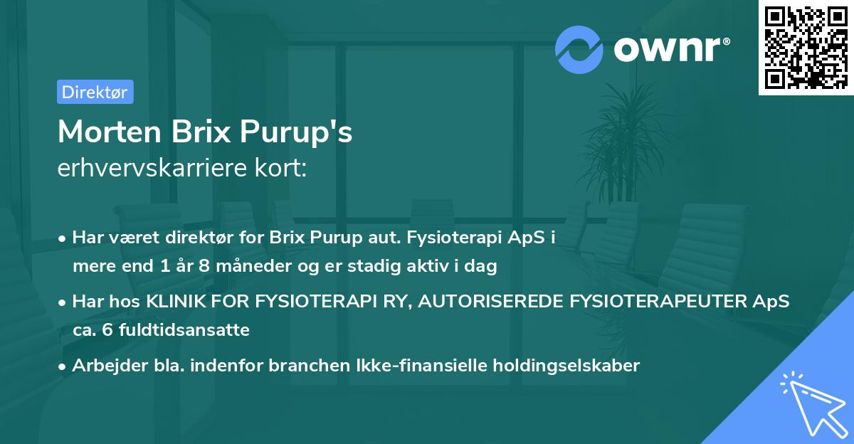 Morten Brix Purup's erhvervskarriere kort