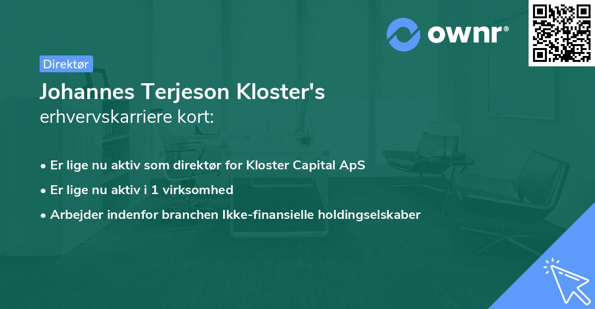 Johannes Terjeson Kloster's erhvervskarriere kort