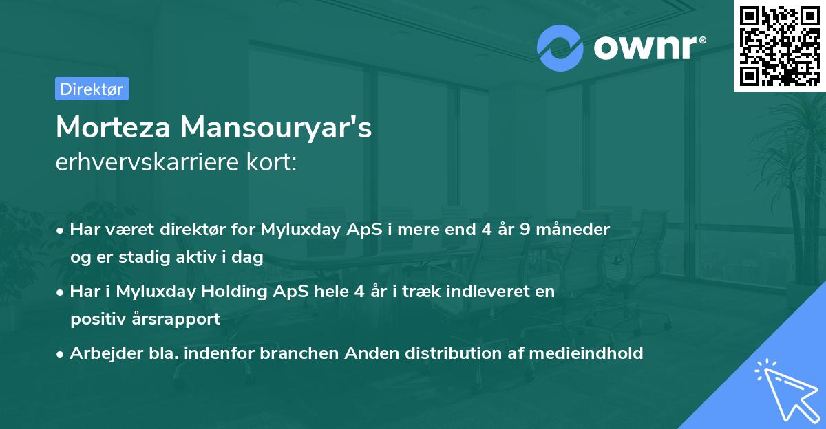 Morteza Mansouryar's erhvervskarriere kort
