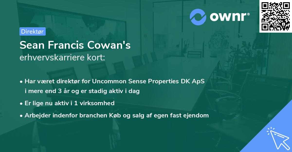 Sean Francis Cowan's erhvervskarriere kort