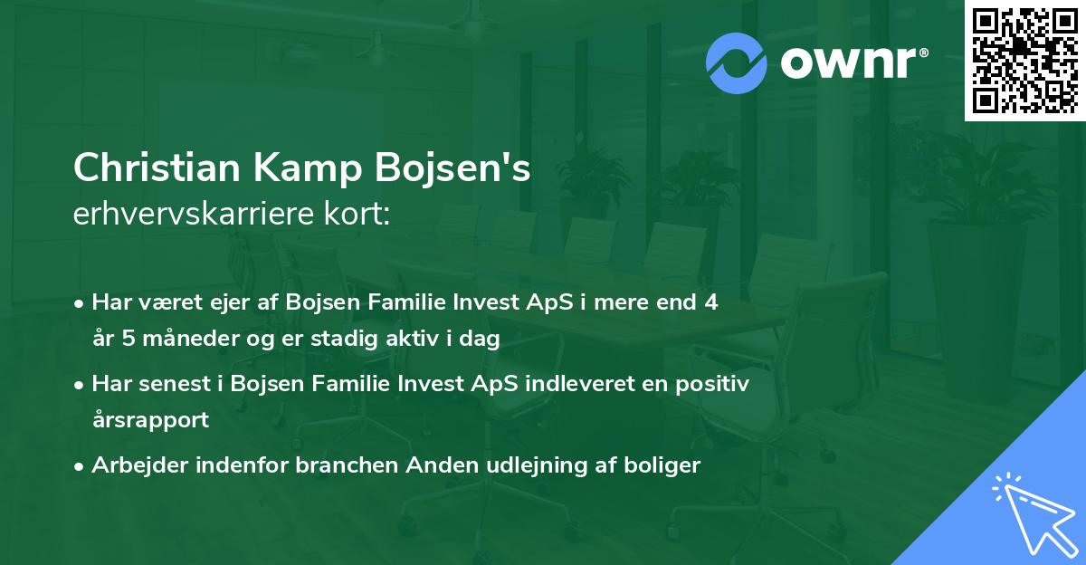 Christian Kamp Bojsen's erhvervskarriere kort
