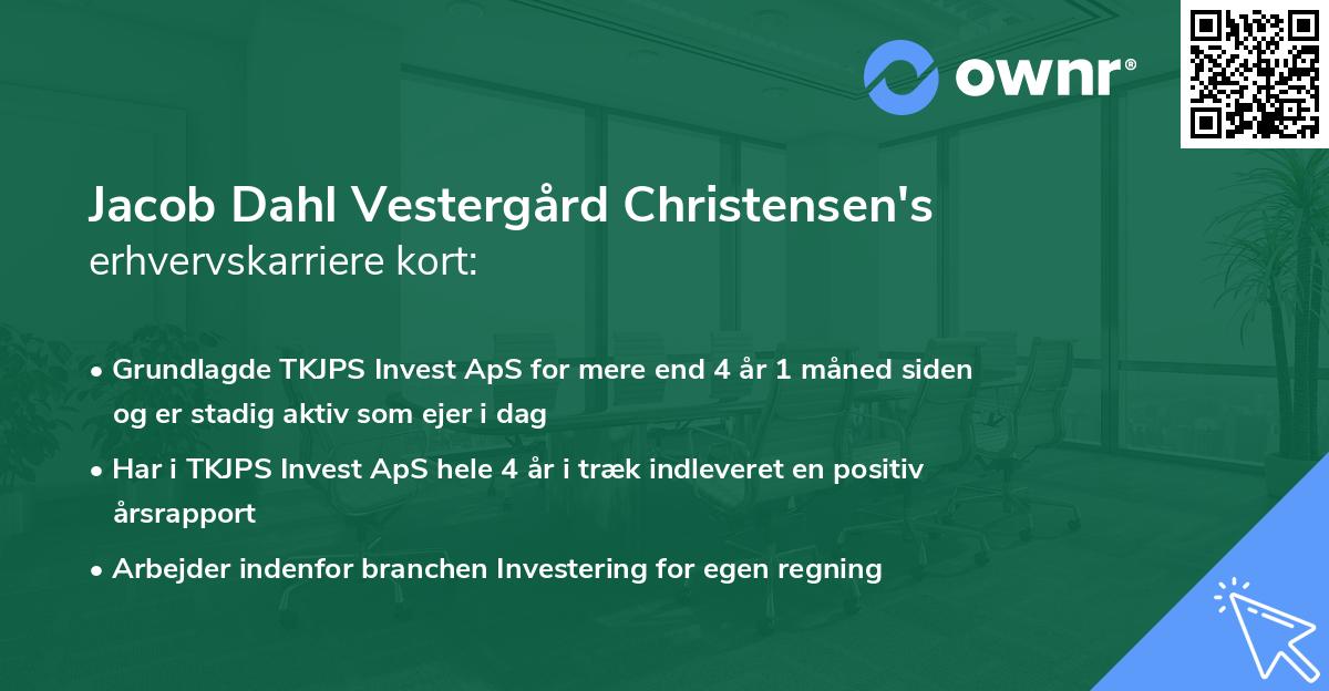 Jacob Dahl Vestergård Christensen's erhvervskarriere kort