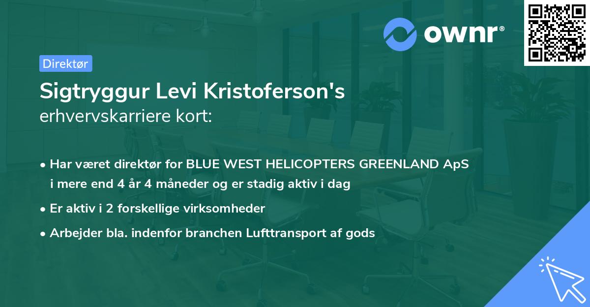 Sigtryggur Levi Kristoferson's erhvervskarriere kort