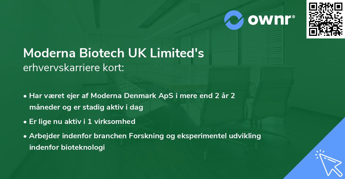 Moderna Biotech UK Limited's erhvervskarriere kort